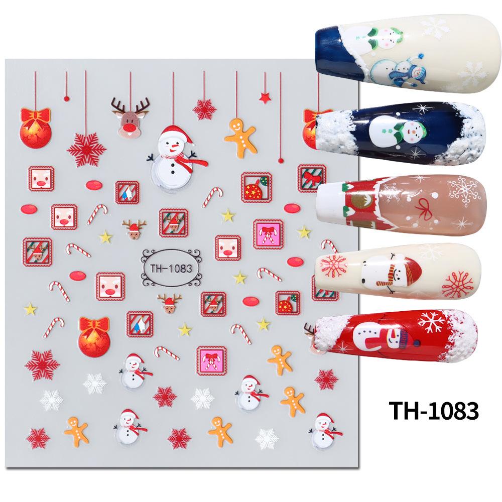 Nail Art Stickers Christmas Golden Snowflake Snowman Christmas Tree Cookie Man Snowball Cartoon Nail Stickers