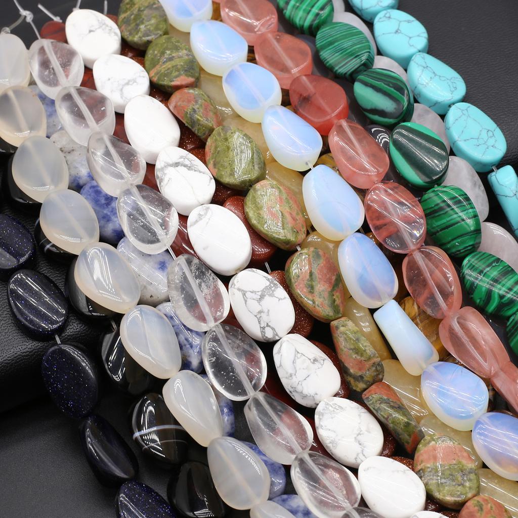 Изоляционные бусины из натурального камня, прозрачный кристалл/опал/унакит, овальные спиральные бусины для изготовления ювелирных изделий, ожерелье, браслет, серьги, аксессуары