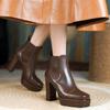 Chunky High Heel Chelsea Boots Women Autumn Winter Pu Leather High Heels Shoes Fashion Light Non-slip Ankle Boots Botines