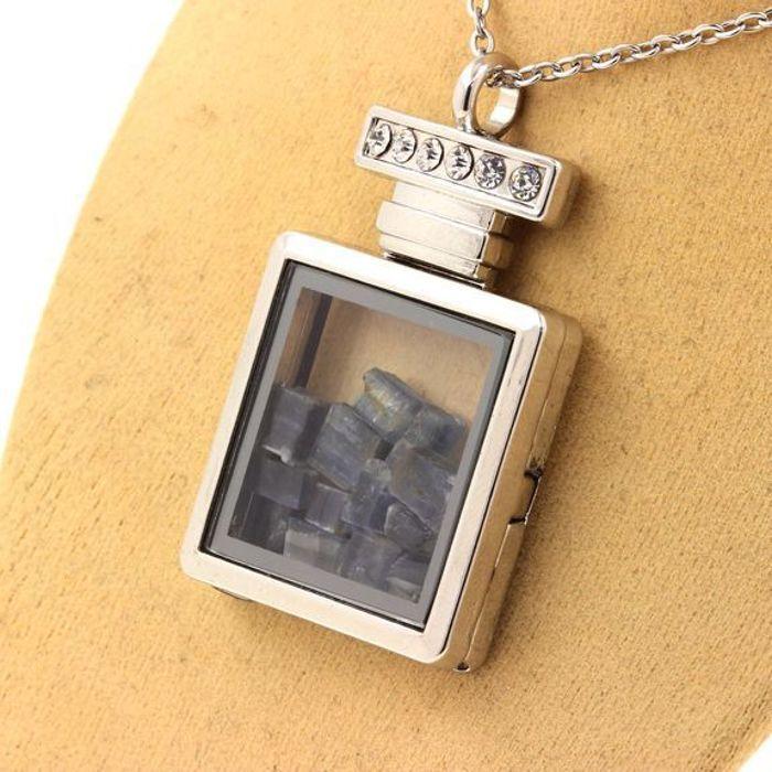 Stones and Minerals. Raw Kyanite Necklace. Bottle Model.