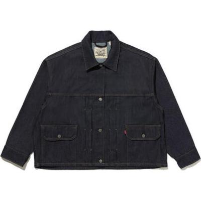 Levis FW24 Серия Wellthread Плиссированная Деталь Свободная Удобная Джинсовая Куртка Женская Куртка Темно-Индиго A9186-0000