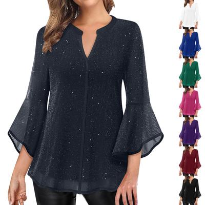 Женские рубашки с рукавом 3/4, туники, футболки оверсайз, топы свободного кроя, осенние модные топы, одежда