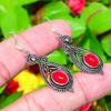 Italian Red Coral Gemstone 925 Sterling Silver Gift Jewelry Earring 2.01"