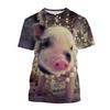 Guitar-Playing Pig 3D Printed Men's T Shirts Funny Summer Animals O-Neck Short Sleeve Casual Comforts Tees Shirt Kid Tops Women