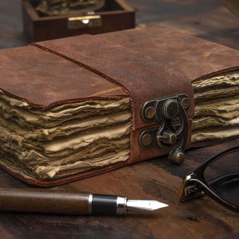 New Vintage Leather Journal Recycled Paper Journal, For Notes, Notebook, Sketch Book, Diary, Handmade Book