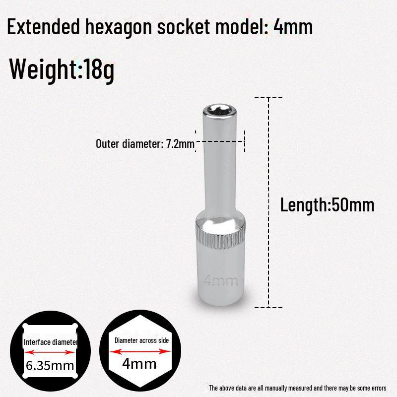 Шестигранный торцевой ключ Xiaofei 1/4", короткая головка 6,3 мм из хром-ванадиевой стали