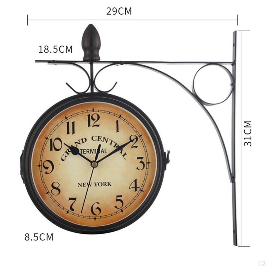 Outdoors Vintage Double Sided Wall Clock Retro Industrial for Garden Outdoor Decorative