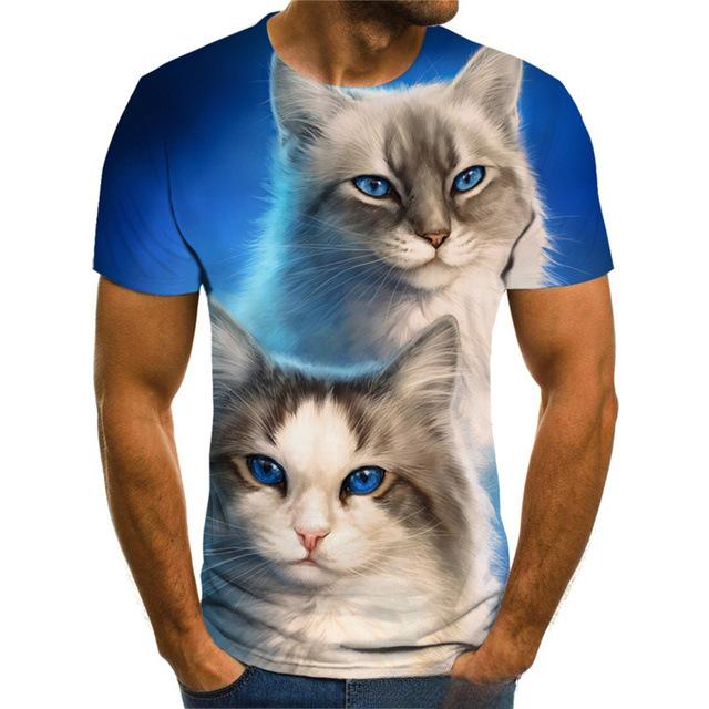 Новая мужская футболка с коротким рукавом Серия "Кошки" 3D-печать Футболка с коротким рукавом