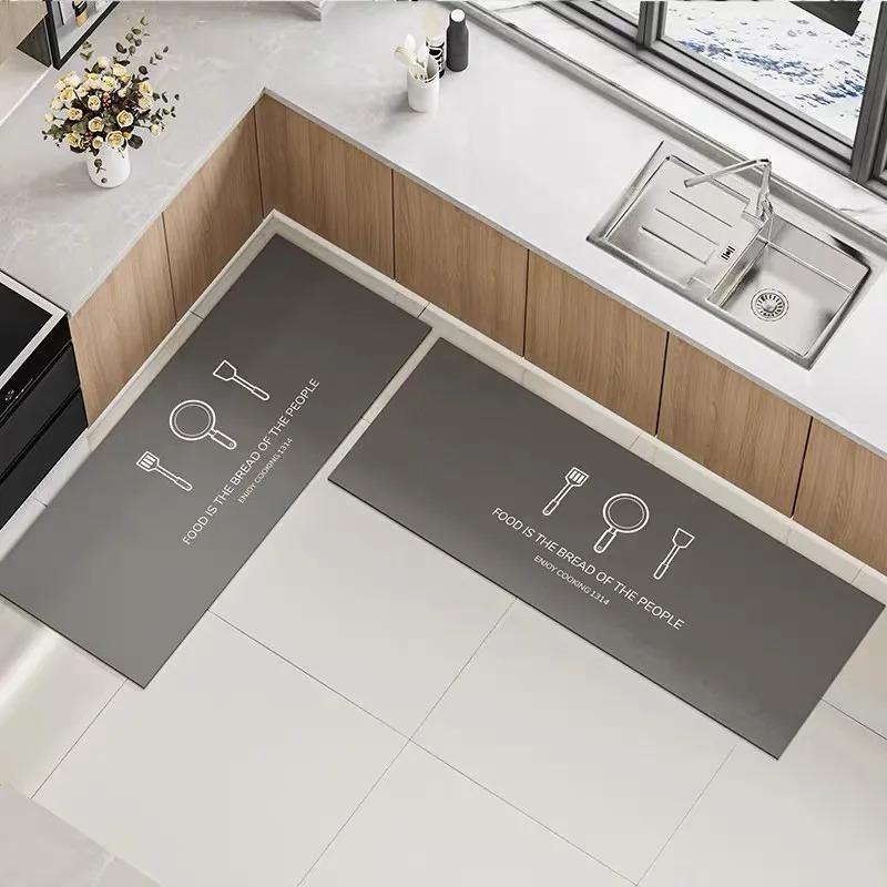 Rug for Kitchen Floor Mat Pvc Waterproof Leather Carpet Non-slip Oil-proof Long Foot Mats Minimalist Style Home Decoration Rugs