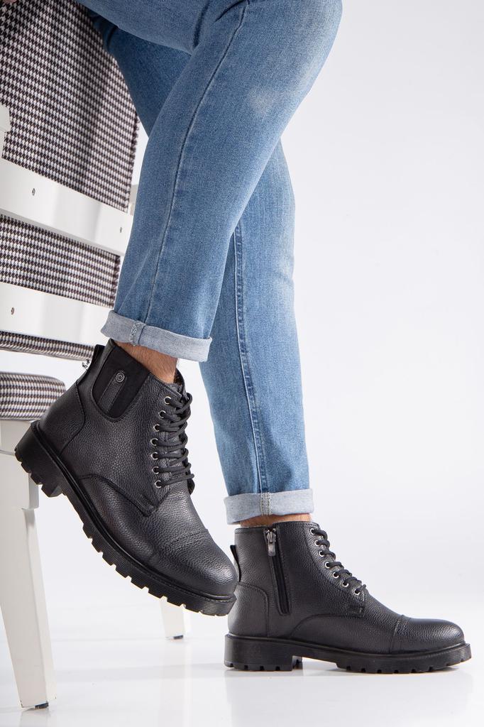 Men's Fashion Waterproof Thick Heeled Booties Bootie Furry Rubber Sole Black Daily Cold And Waterproof Comfortable Ankle Boots Shoes