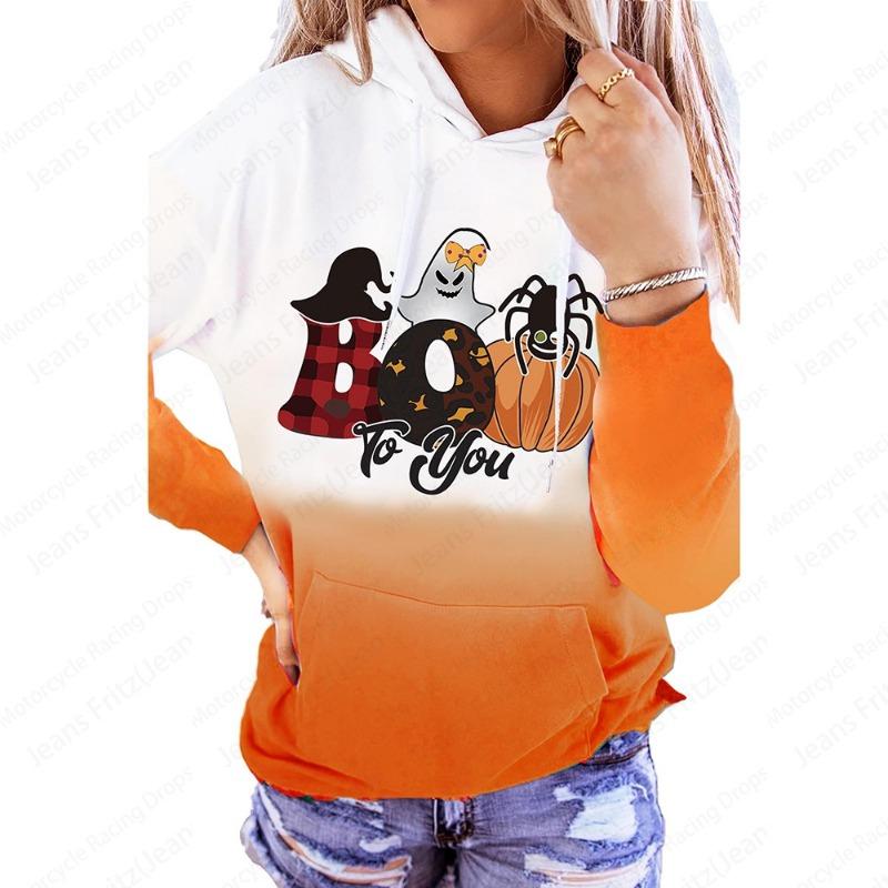 Хэллоуин 3D-принт толстовка с капюшоном на шнурке Женская мода Большие графические толстовки Женские толстовки Пальто с тыквой Толстовка Пуловеры