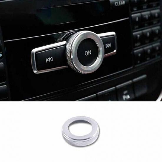 Button Cover 07-14 Inner Console Volume Switch Silver Aluminum For Benz C-Class