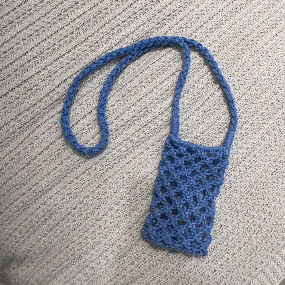 Fashion Portable Crossbody Phone Bag Hollow-out Woven Crochet Lightweight Phone Purse Solid Color Handbag Gifts