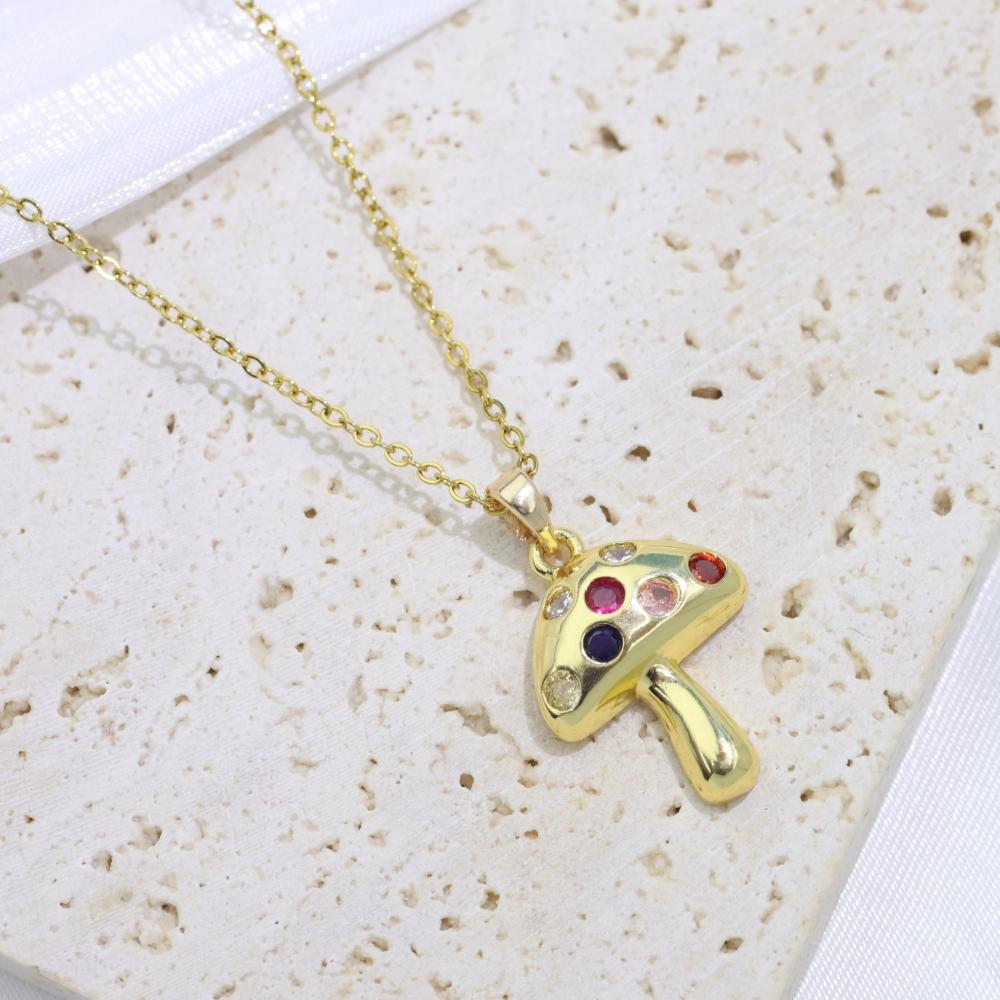 Простые подвески в виде грибов, ожерелья для женщин, модное циркониевое ожерелье, свадебные украшения, аксессуары