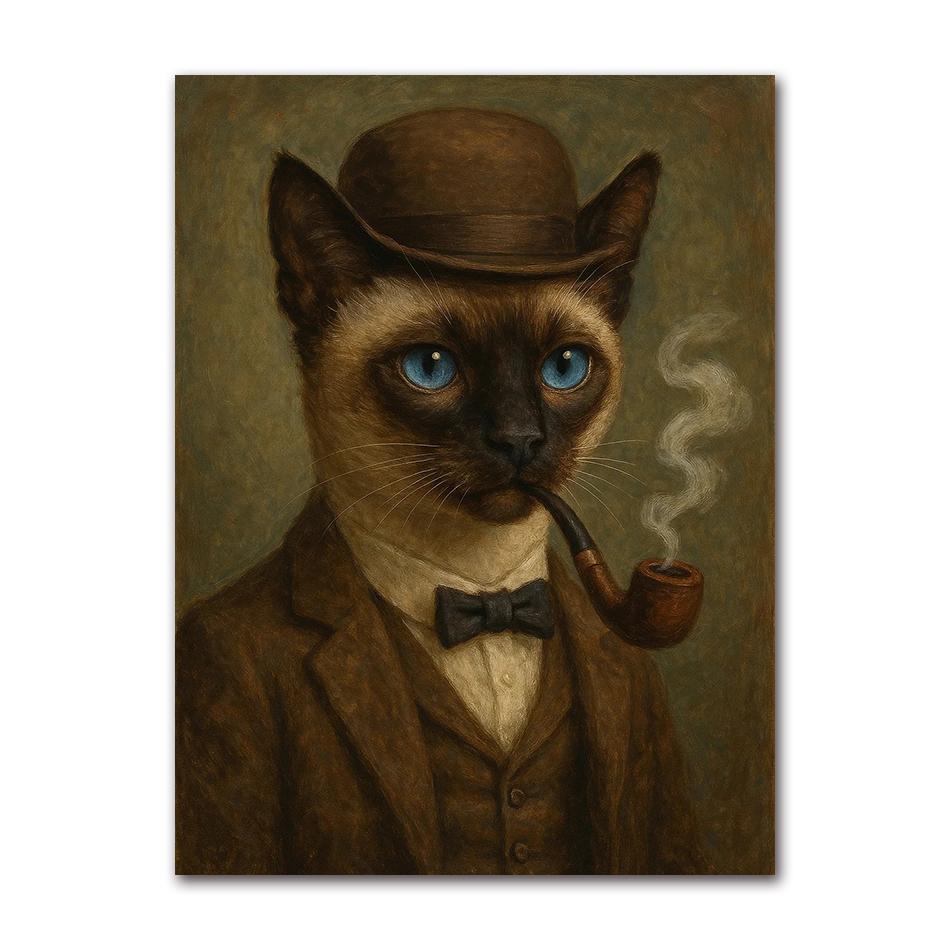 Cat with Cocktail Smoking Poster Canvas Painting Print Wall Art for Living Room Home Decor More Spaghetti, Less Upsetti Black