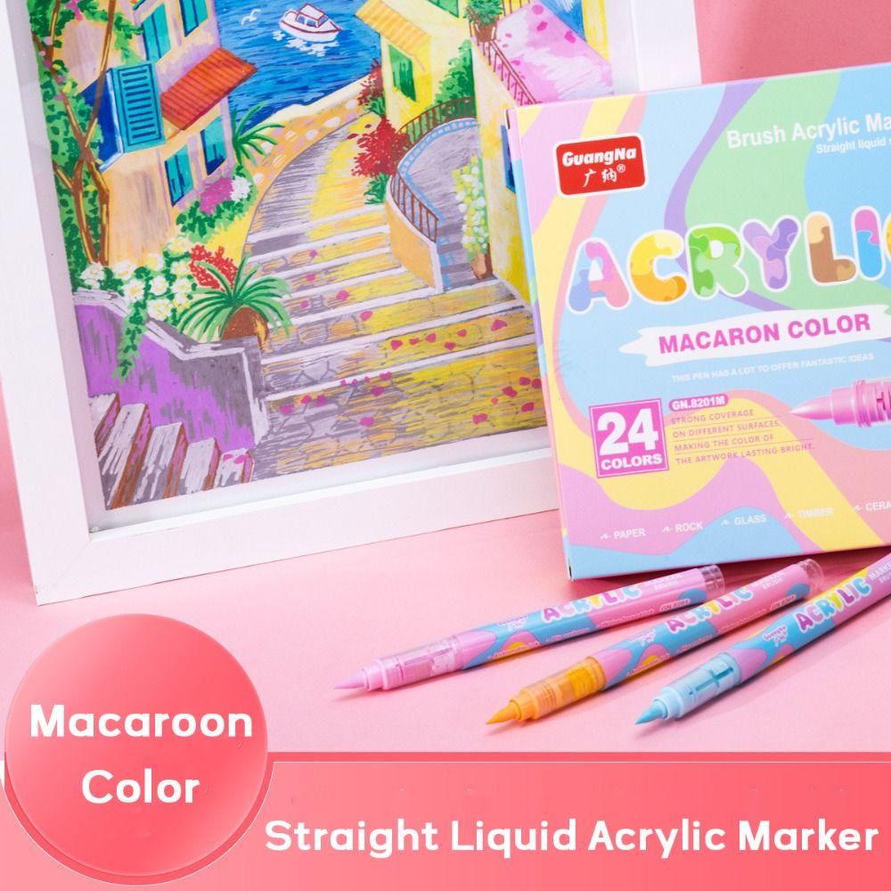 24Colors Macaroon Color Acrylic Paint Pens 24 Colors Watercolor Pen Artists Drawing