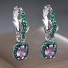 Elegant Green Purple Zircon Dangle Earrings for Women Luxury Silver Color Wedding Party Jewelry Gift