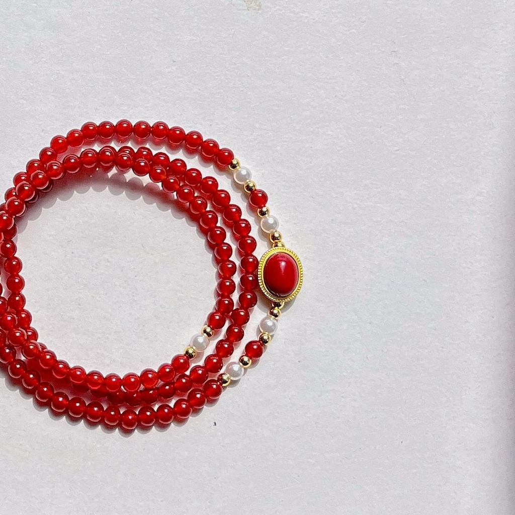 4Mm Autumn And Winter Natural Ice Transparent Chalcedony Design Sense Multi-Circle Bracelet Bracelet