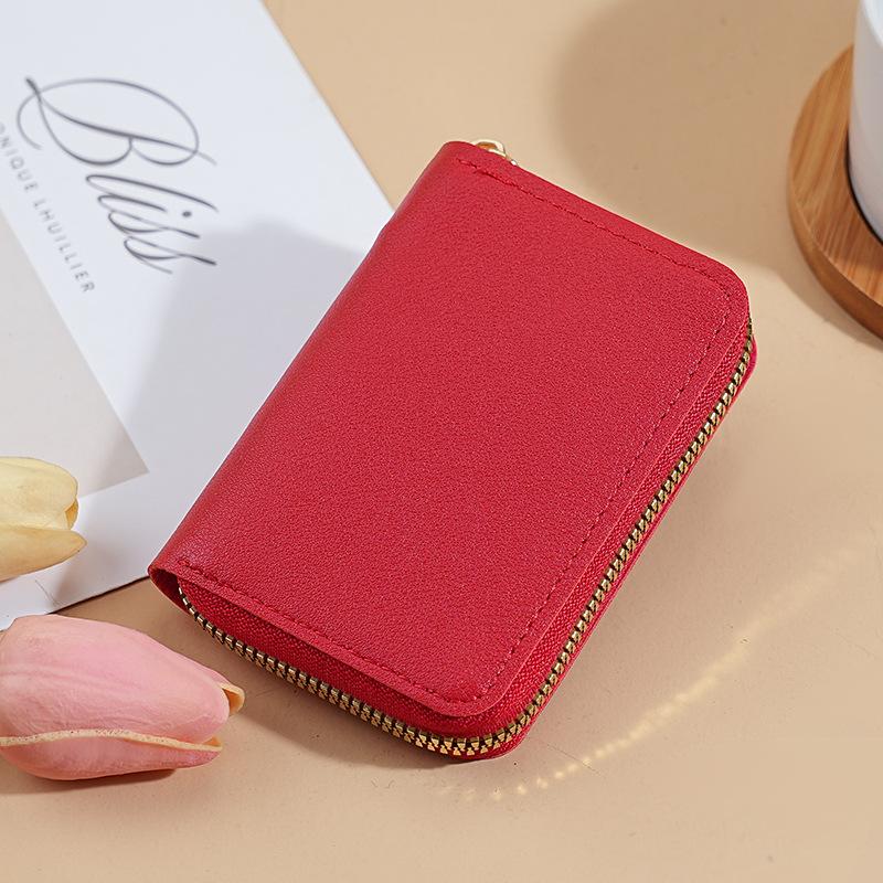 Новый женский чехол из искусственной кожи с несколькими отделениями для карт, кошелек для монет, визитница, однотонный держатель для удостоверения личности и кредитной карты