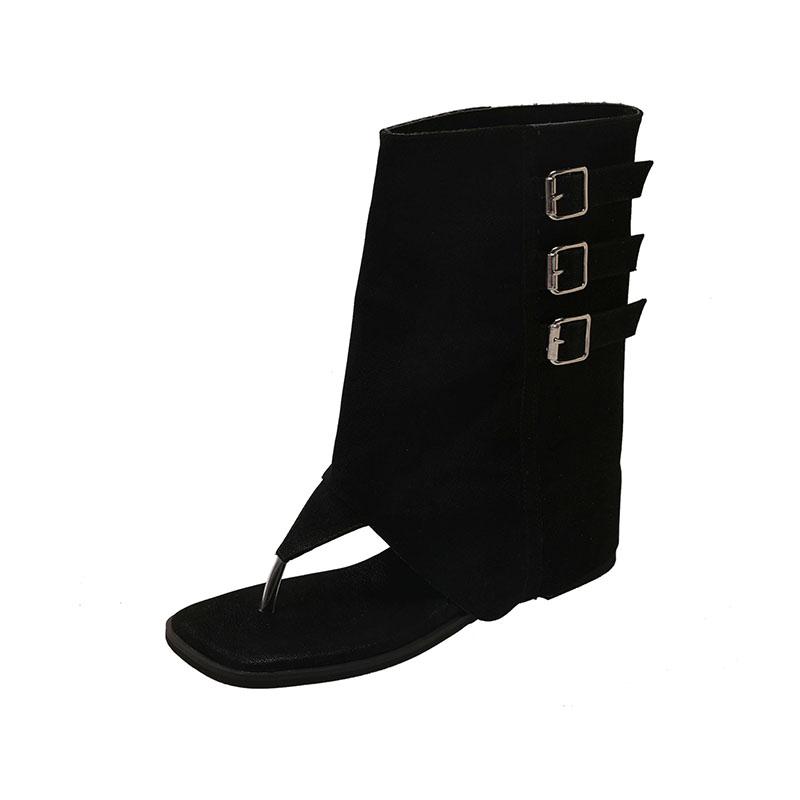 Модные зимние ботинки на скрытой платформе для женщин 2025 Новые летние модные шлепанцы с перемычкой, брюки в елочку, универсальные ботильоны