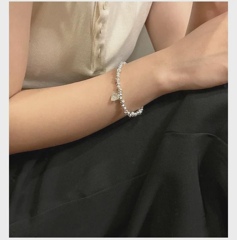 Эластичный браслет из стерлингового серебра 925 пробы с геометрическим узором и текстурой