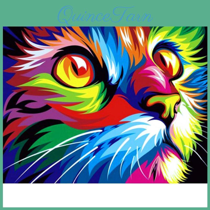 Painting Diy Diamond Full 5d Colorful Cat Face Embroidery Cross Stitch Home Decor Handmade Gift