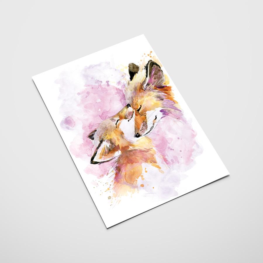 Плакат лиса лиса семья лис