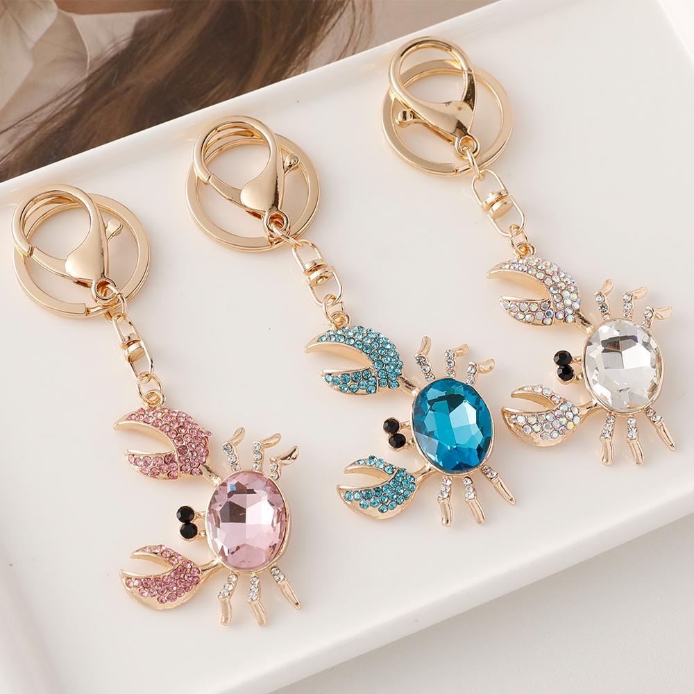 Большой сверкающий кристальный брелок-краб, роскошный женский кулон для сумки, сувенир из аквариума, подарок