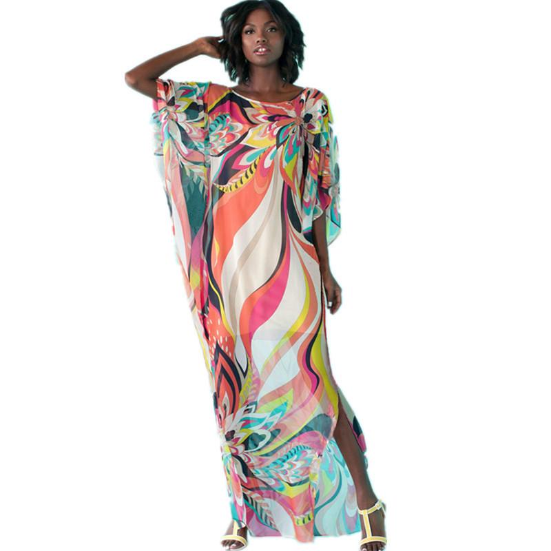 European & American Boho Chiffon Beach Dress: Ethnic Style Long Turkish Robe & Sunscreen Shirt