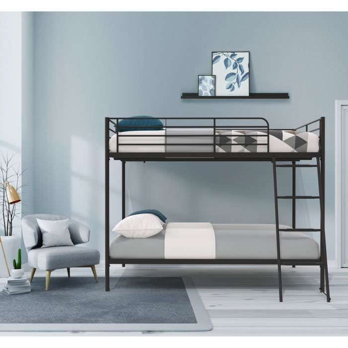 Металлические двухъярусные кровати - Темно-серый - В комплект входят основания кроватей - 2 x 140 x 190 см - ALICE