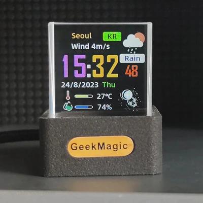 GeekMagic GIFTV Crystal Cube Фотодисплей Голографический Настольный Смарт Метеостанция Цифровые Часы с GIF Анимациями Альбом