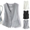 Women Formal Vest V Neck Single-breasted Sleeveless Cardigan Solid Color Loose OL Commute Office Wear Waistcoat Lady Coat
