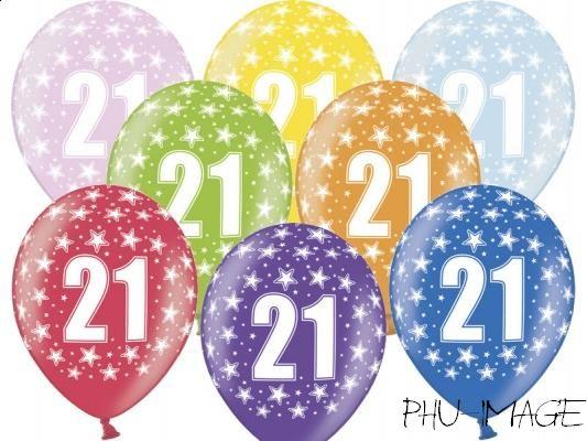 Balony Z Nadrukiem 21 Urodziny 1 Szt.