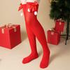 Рождественские хлопковые чулки зеленого и красного цвета в полоску выше колена с бантом, длинные носки 70 см