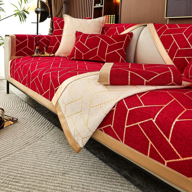 Chenille Jacquard Geometric Sofa Cover for Living Room Couch Cover Sofa Cushion Furniture Protector Cover Solid ColorHome Decor