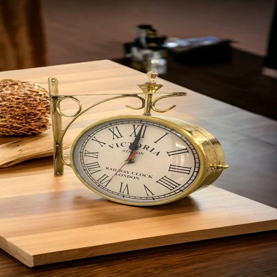 Вечная элегантность: Двусторонние латунные часы диаметром 20,32 см, настенный декор в винтажном стиле