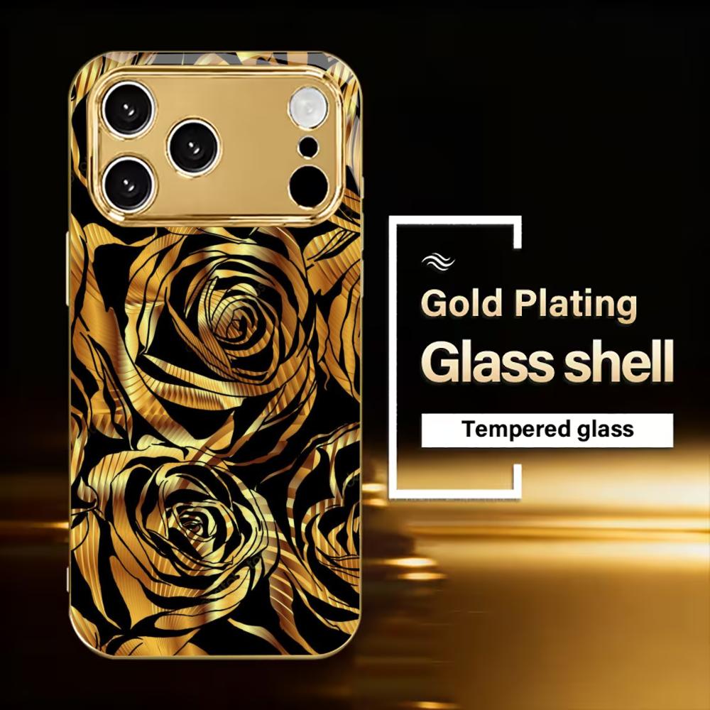 Роскошный черный и золотой чехол для телефона с изображением розы для iPhone 17 Pro Max, чехол для iPhone 17 16 15 14 13 12 11 Pro Plus