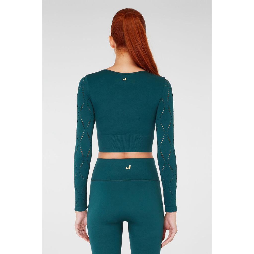 Укороченный топ с длинными рукавами Naples из эконила бордового цвета