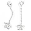 [L1832] - Silver 'Stars' Silver Earrings (rhodium-plated) - 38x8 Mm