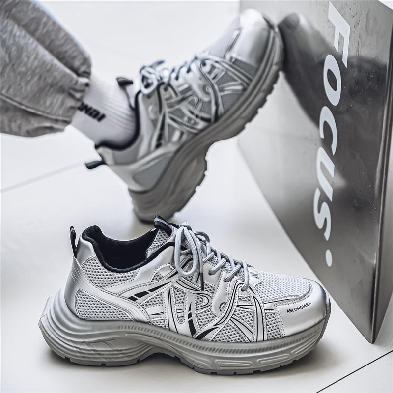Autumn and winter new men's retro dad shoes platform heightening sports jogging casual shoes men's mesh breathable trendy shoes