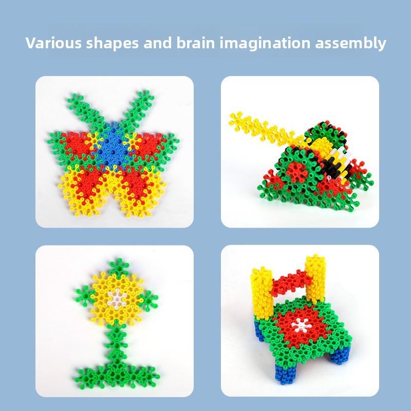 Educational Plastic 3d Snowflake Puzzle Set With Colorful Hexagon Blocks For Kids Learning And Development