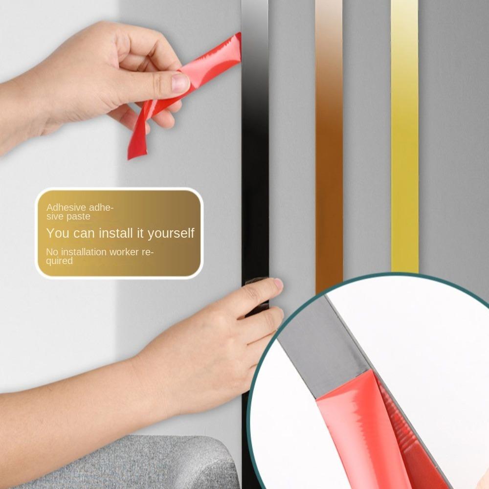 3-метровая наклейка на стену из зеркала, самоклеящаяся, плоская декоративная линия из нержавеющей стали
