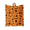 Halloween Themed Throw Blanket Soft Flannel Fabric for Family Gatherings Outdoor Activity Machine Washable Polyester
