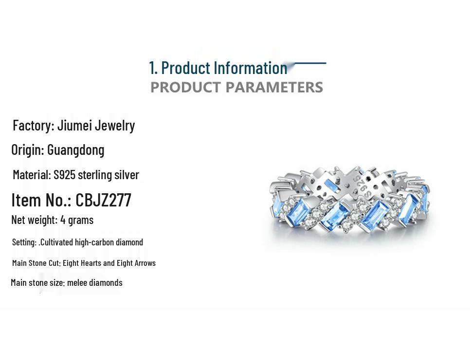 Кольцо-дорожка из стерлингового серебра 925 пробы с аквамарином и цирконом