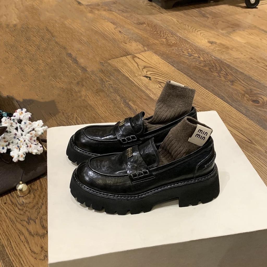 Grape Mom Studiolee Saint-Germain~ Туфли-лоферы из конской кожи с круглой головкой и одной педалью с золотыми монетами для ленивых поездок на работу