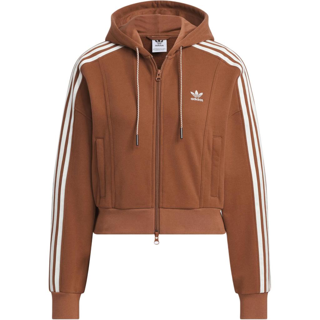 Adidas Originals Adicolor FW24 Zip Up Hooded Jacket Women Jackets Dark-Brown JM8058
