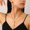 Подвеска-капля из нержавеющей стали, ожерелья для женщин, модные, золотого цвета, с длинной кисточкой, регулируемая цепочка на ключицу, ювелирные изделия