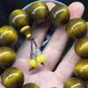 Gold-Veined Phoebe Wood Wenwan Bead Bracelet - Dark Wood, Water Ripple Pattern, Unisex, 2.0 Size.