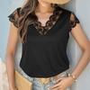 Летние женские черные топы с кружевной строчкой для женщин