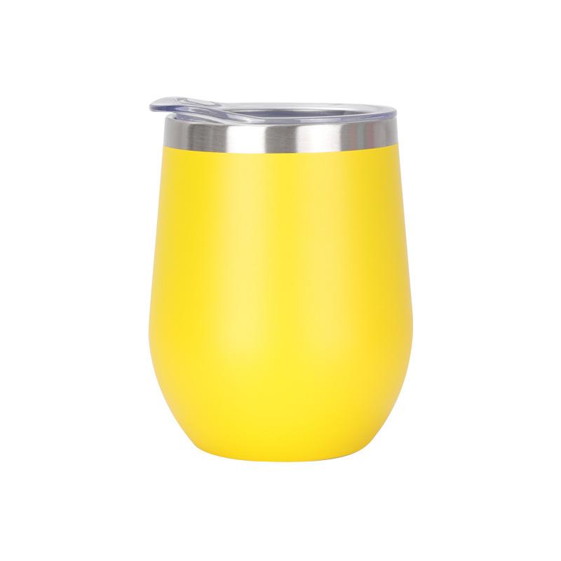 Custom 12oz Stainless Steel Double Layer Eggshell Insulated Vacuum Thermos Coffee Cup Outdoor Mini Egg Shaped Cup Mug with Lid